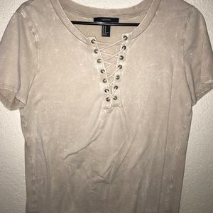 criss cross tied detailed shirt